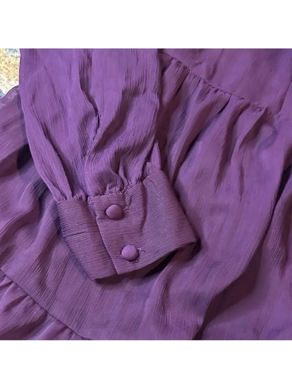 1 State Elegant Purple lined Tiered Babydoll Women's Dress sz Small - Picture 4 of 8
